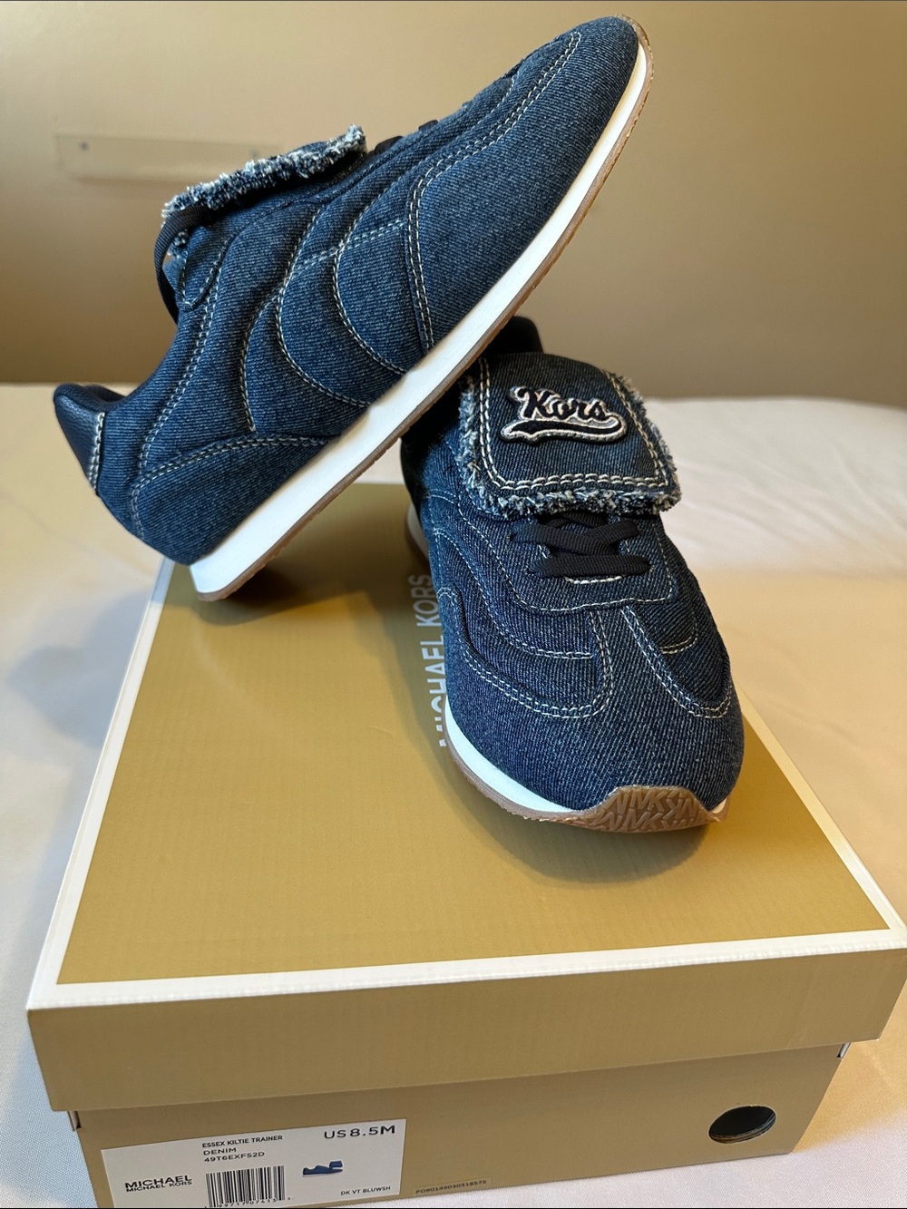 Michael Kors Denim Women’s Sneakers in Navy with Tan Soles